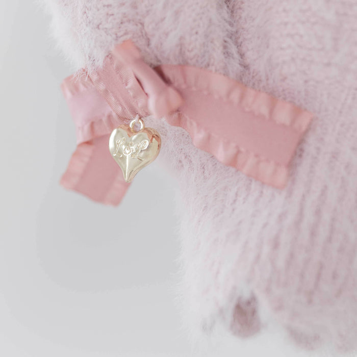 Lilia & Lace Bunny Ear Knit Sweater with Engraved Heart Charms (Cream)
