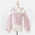 Lilia & Lace Bunny Ear Knit Sweater with Engraved Heart Charms (Pink)