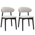 Linen Grey Cotton-Linen Fabric Upholstered Dining Chair with Black Solid Wood Legs, Armless Chair Set of 2 for Kitchen, Restaurant, Living, Meeting Room
