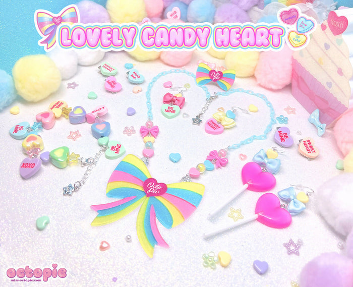 Lovely Candy Heart Glitter Acrylic Necklace