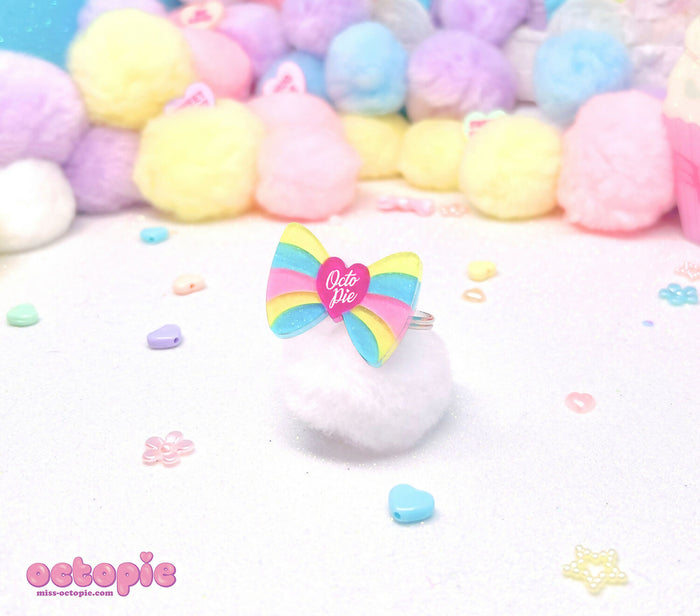 Lovely Candy Heart Glitter Acrylic Ring
