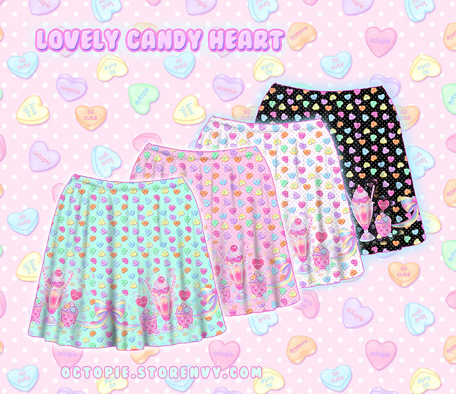 Lovely Candy Heart Skater Skirt