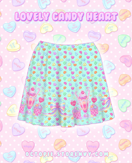 Lovely Candy Heart Skater Skirt