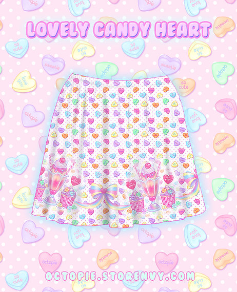 Lovely Candy Heart Skater Skirt