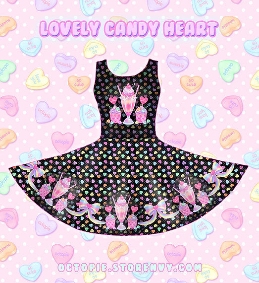 Lovely Candy Heart Sleeveless Skater Dress