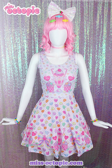Lovely Candy Heart Sleeveless Skater Dress