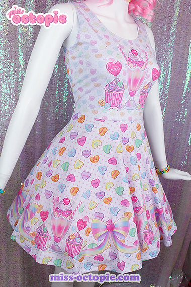 Lovely Candy Heart Sleeveless Skater Dress