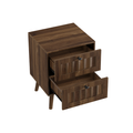 Medieval-style modern double-drawer bedside table with solid wood legs, walnut color, 15.75 x 15.75 x 22.64 inches, 2-pack