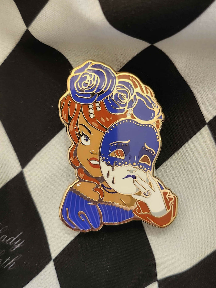 Melancholy Masquerade Crying Mask Enamel Pin