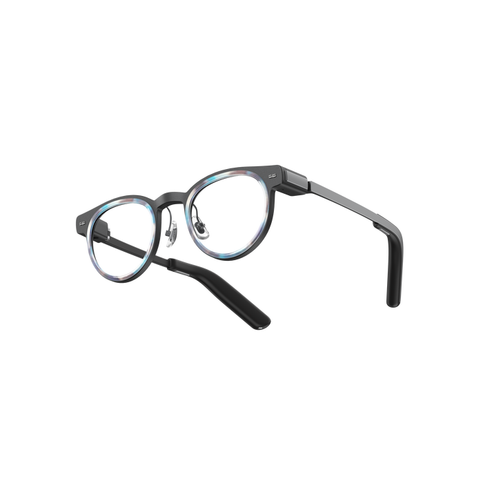 MemoMind One Custom Edition smart glasses with haze gray frames.