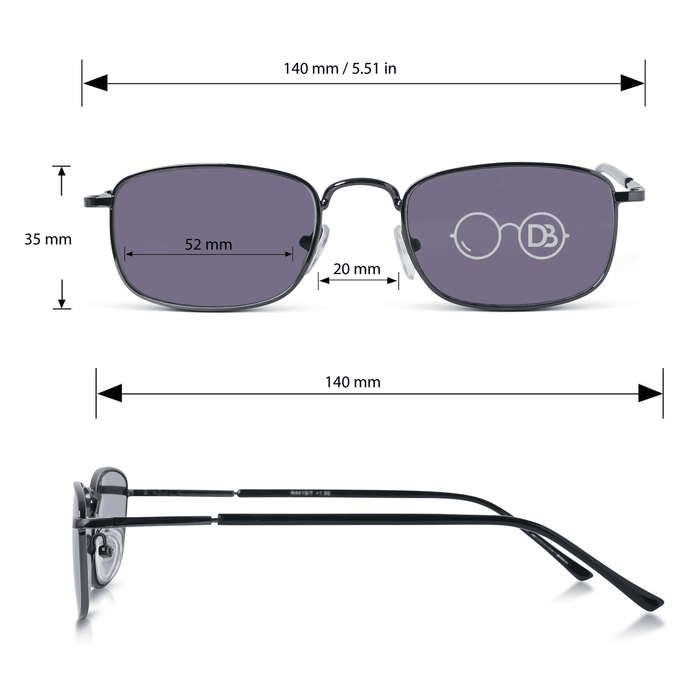 DebSpecs Mens Metal Flex Spring Hinge Sun Reader oc 441st Gun Metal Smoke Lens infographic