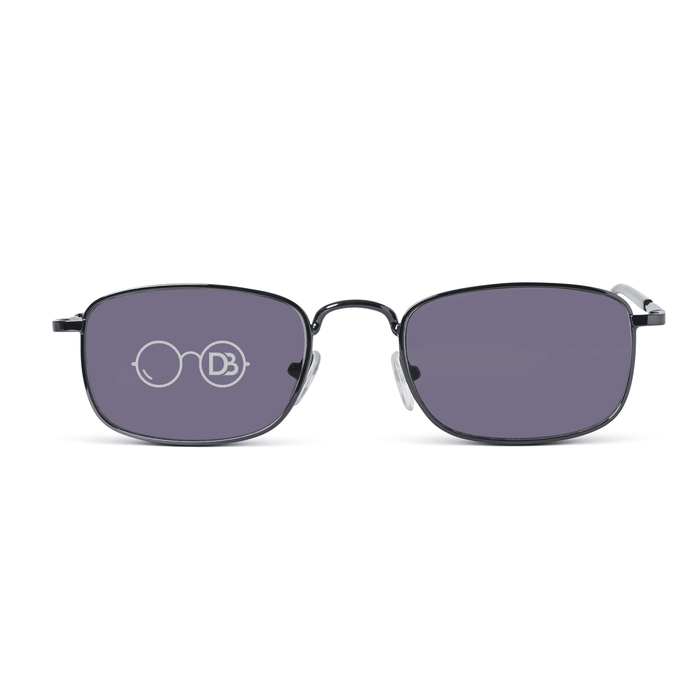 DebSpecs Mens Metal Flex Spring Hinge Sun Reader oc 441st Gun Metal Smoke Lens front view eyewear