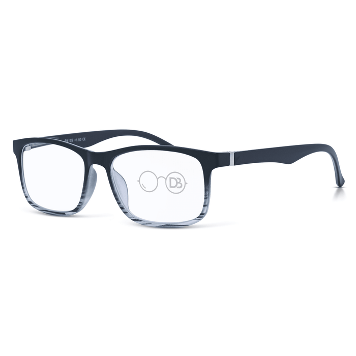DebSpecs Mens Rectangle Frame Reading Glasses ocr413s Black angled view