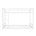 Metal Twin over Twin Bunk Bed with Noise Reduction and Safety Guardrail, White