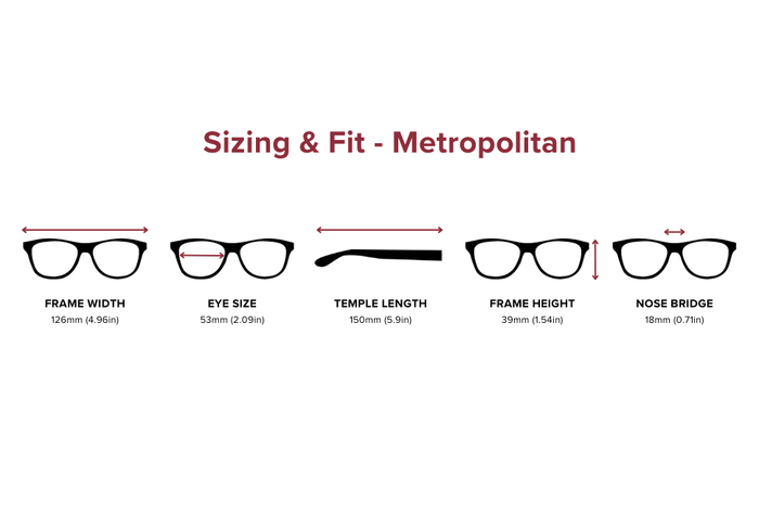 DebSpecs Medium Sizing Fit Info Metropolitan eyewear