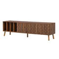 Mid-Century Modern 70' TV Stand with Walnut Finish, Solid Wood Legs, MDF Cabinet for Living Room or Bedroom, Fits TVs up to 80'