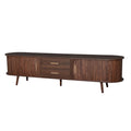 Mid-Century Modern TV Stand for 80' TV, Entertainment Center with Storage in Dark Brown, Solid Wood and MDF Construction, 70.8' L x 15.5' W x 18.1' H