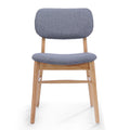 Mid-Century Upholstered Dining Chairs Set of 2 with Natural Rubberwood Frame in Natural+Gray, Polyester Fabric