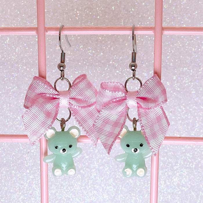 Mint Teddy Bear Earrings (4 Colors)