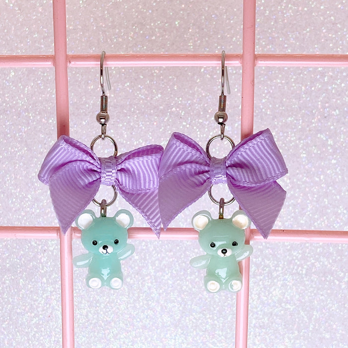 Mint Teddy Bear Earrings (4 Colors)