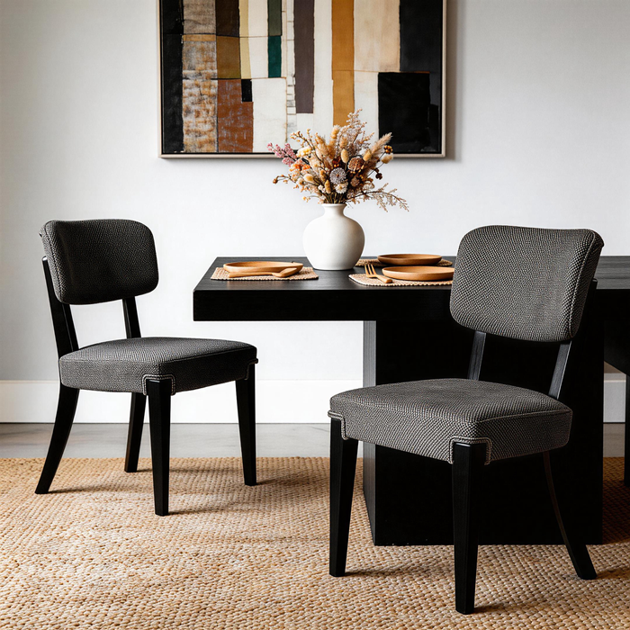 Modern Armless Dining Chairs Set of 2, Grey, Contemporary Side Chairs with Wood Legs - Versatile Accent Chairs for Dining Room, Kitchen, or Living Room