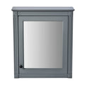 Modern Grey Wall Mounted Bathroom Storage Cabinet with Mirror and Adjustable Shelves, 24'' x 27'', MDF and Metal Construction