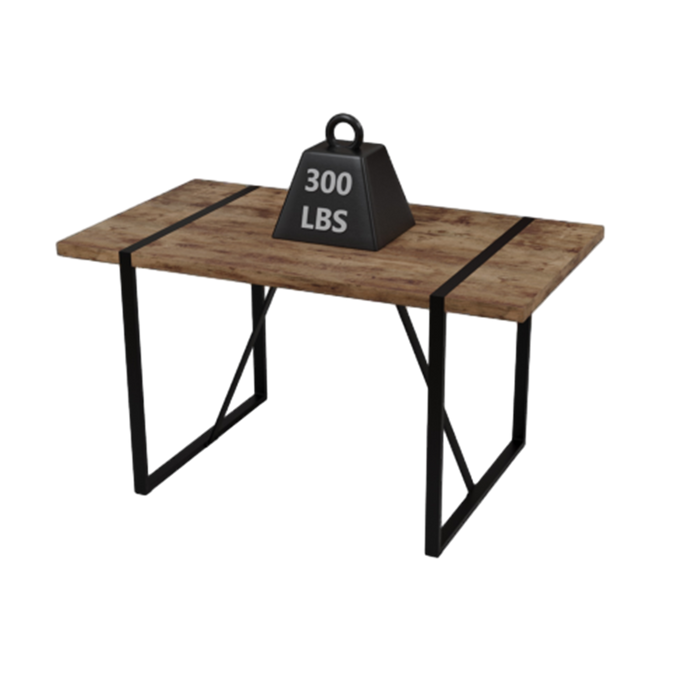 Modern Rural Industrial Dining Table, 55' Rectangular MDF Dark Wood with Metal Legs, Seats 4-6