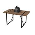Modern Rural Industrial Dining Table, 55' Rectangular MDF Dark Wood with Metal Legs, Seats 4-6