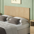 Modern Wavy Wooden Headboard, 60.8' Wide Vertical Wood Grain Design, Easy Wall-Hanging Assembly, Bohemian Style, Oak.