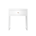 Modern White Nightstand with Drawer, Minimalist Bedside Table in White Finish, Engineered Wood with Wood Knob, Compact End Table for Bedroom or Small Space, Easy Assembly