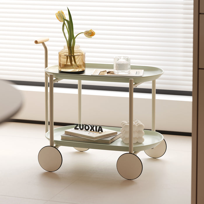 Moon storage cart (green) Nordic Internet celebrity mobile trolley kitchen simple double storage shelf living room sofa storage shelf