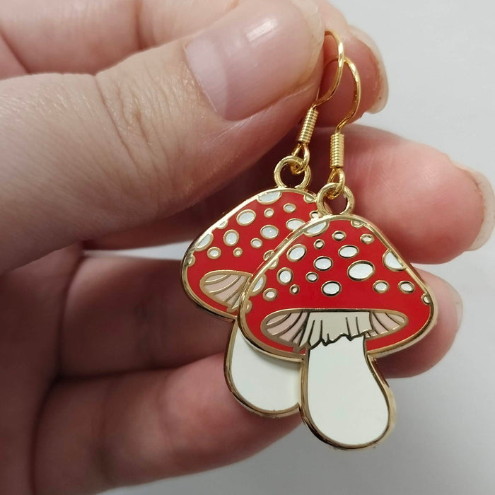 Mushroom Enamel Earrings