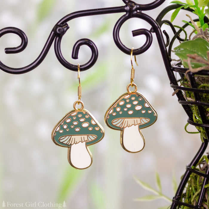 Mushroom Enamel Earrings