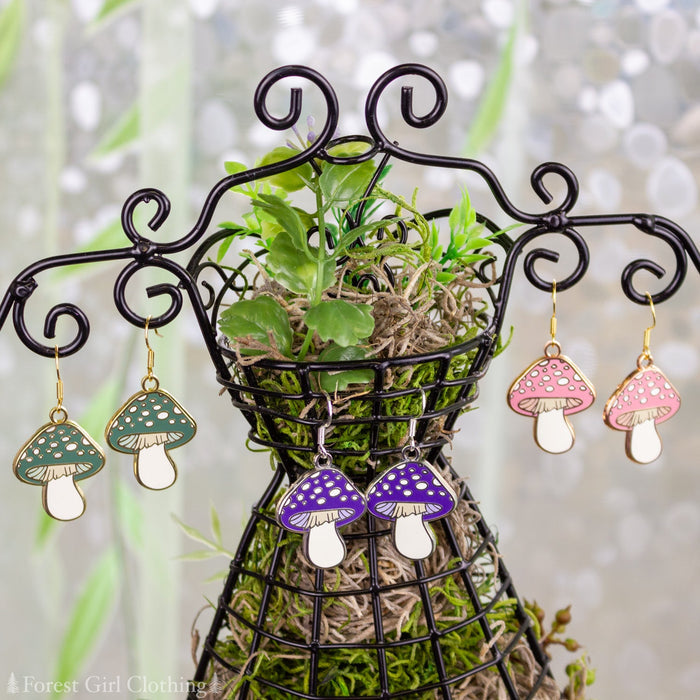 Mushroom Enamel Earrings