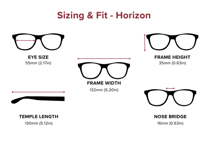 DebSpecs Large-size eyewear fit guide Horizon