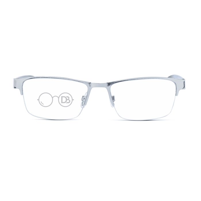 DebSpecs Rimless Rectangle Metal Progressive Reader papre3061cl Silver front view eyewear