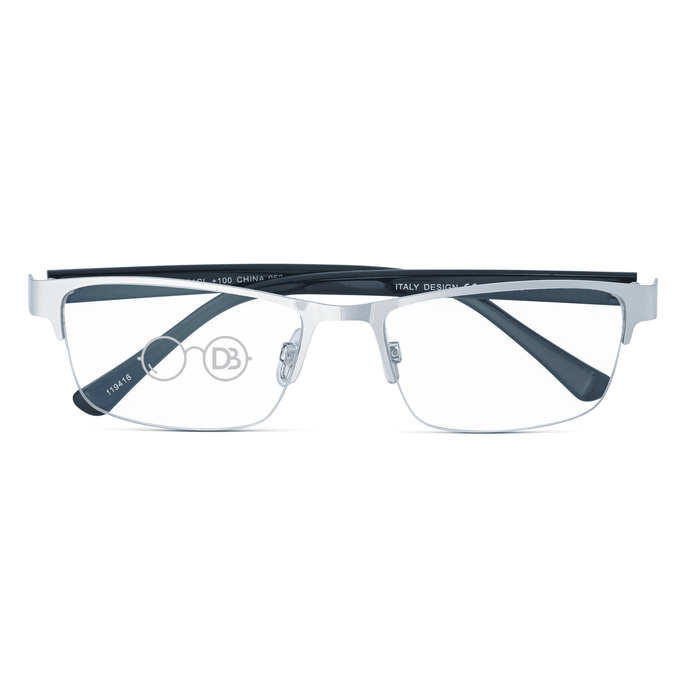 DebSpecs Rimless Rectangle Metal Progressive Reader papre3061cl Silver front folded view eyewear