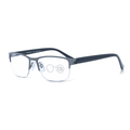 DebSpecs Rimless Rectangle Metal Progressive Reader papre3061cl Gun black stem angled view eyewear