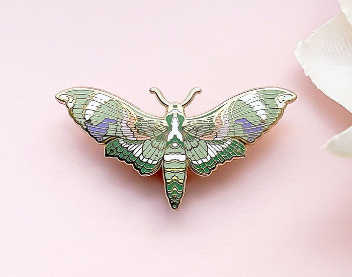 Oleander Hawkmoth (Daphnis nerii) Enamel Pin