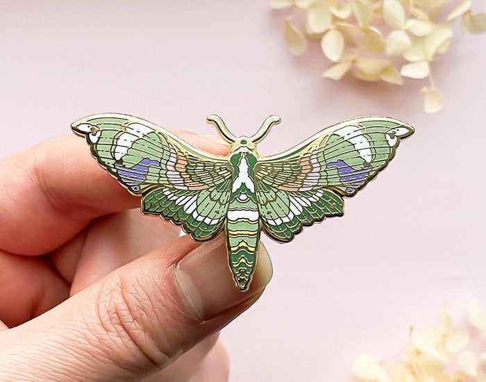 Oleander Hawkmoth (Daphnis nerii) Enamel Pin