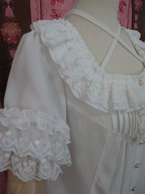 Open Collar Short Sleeve Blouse