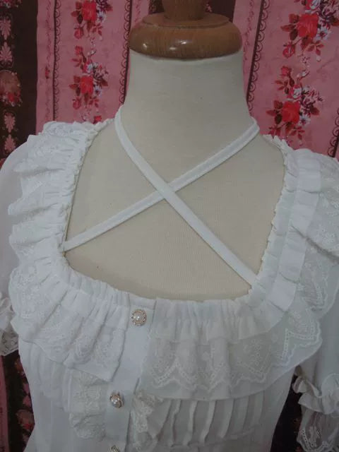 Open Collar Short Sleeve Blouse