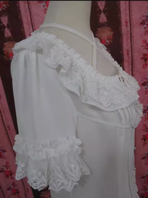 Open Collar Short Sleeve Blouse