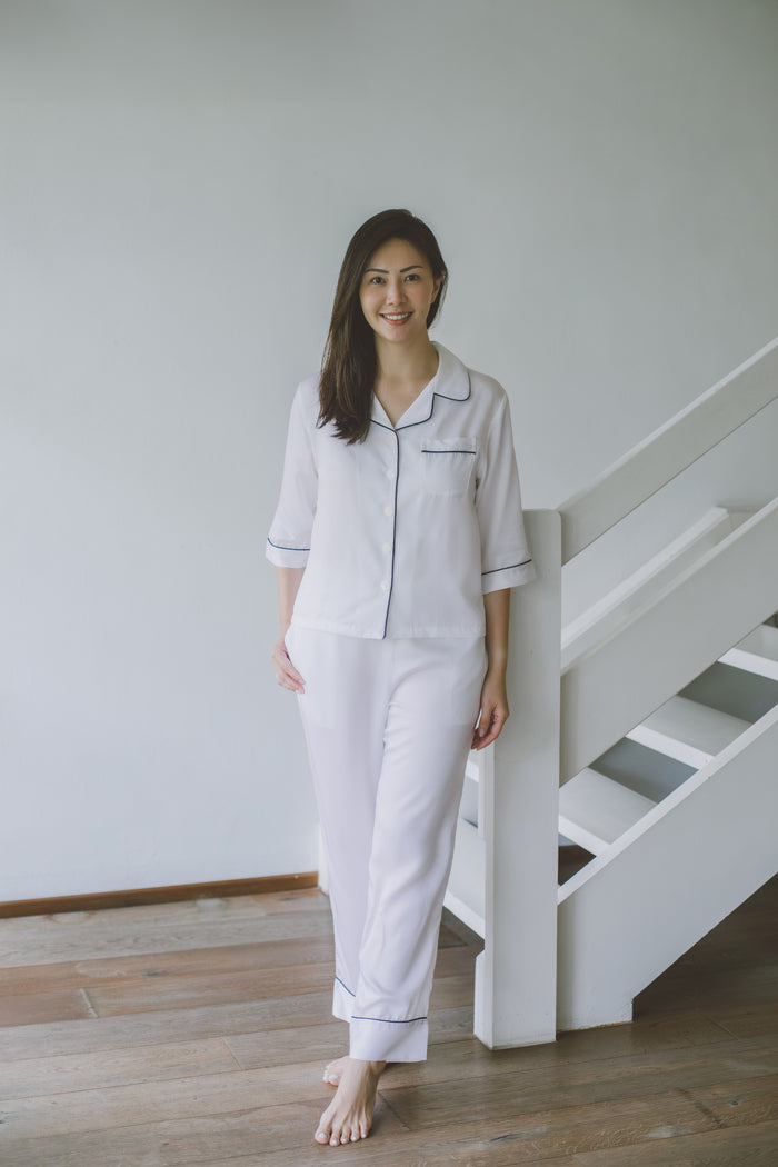 Short Sleeves with Long Pants / White / Small