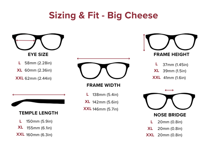 DebSpecs Large-size eyewear fit guide Big Cheese