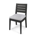 Patio Armless Dining Chair with Laid-Back Slat Panel Design, Light Grey