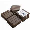 Patio Interlocking Deck Tiles, 12'x12' Square Composite Decking Tiles, Four Slat Plastic Outdoor Flooring Tile All Weather for Balcony Porch Backyard (Dark Brown, Pack of 9)