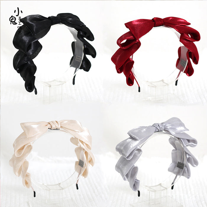 Pearlescent Pleated Headbow