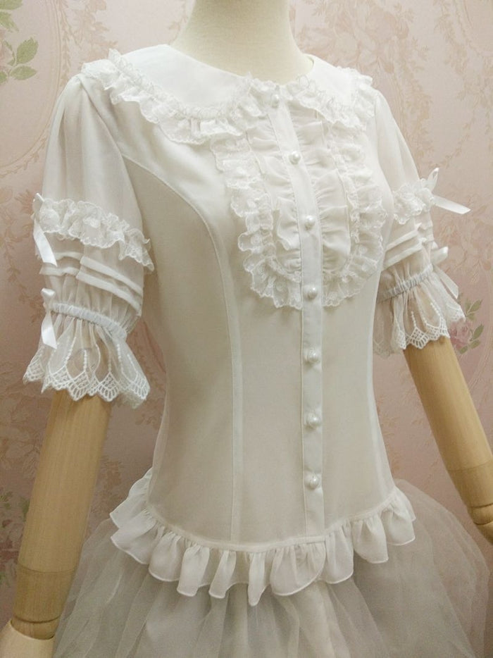 Peter Pan Collar Ruffle Blouse - Lolita Collective