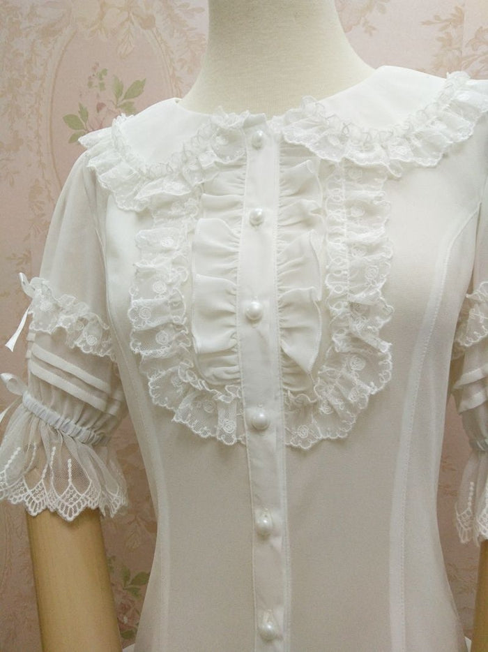 Peter Pan Collar Ruffle Blouse - Lolita Collective
